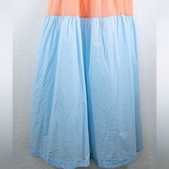New! J. Crew Colorblock Tie Back Tiered Cotton Spaghetti Strap Maxi Dress - Picture 8 of 15